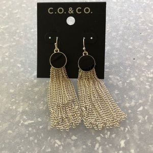 Black and Silver Tassel Earrings